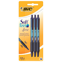 Ручки шариковые автоматические с грипом BIC "Soft Feel Fine", НАБОР 3 шт., линия письма 0,8 мм, блистер, 893221 фото Ручки шариковые автоматические с грипом BIC "Soft Feel Fine", НАБОР 3 шт., линия письма 0,8 мм, блистер, 893221