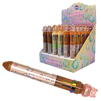 Ручка многоцветная с топпером шариковая 10 ЦВЕТОВ "Капибара", ассорти, линия 0,5 мм, 77425