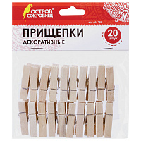 Прищепки декоративные "Классика", 20 штук, 3,5 см, дерево, ОСТРОВ СОКРОВИЩ, 661288 фото Прищепки декоративные "Классика", 20 штук, 3,5 см, дерево, ОСТРОВ СОКРОВИЩ, 661288