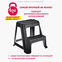 Стремянка-табурет, 2 ступени, стационарная, пластиковая, нагрузка 120 кг, вес 2,4 кг, черная, IDEA, М 2296 фото Стремянка-табурет, 2 ступени, стационарная, пластиковая, нагрузка 120 кг, вес 2,4 кг, черная, IDEA, М 2296