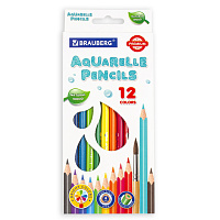 Карандаши цветные акварельные BRAUBERG PREMIUM AQUARELLE, 12 цветов, трехгранные, утолщенный грифель 4 мм, натуральное дерево, 181671 фото Карандаши цветные акварельные BRAUBERG PREMIUM AQUARELLE, 12 цветов, трехгранные, утолщенный грифель 4 мм, натуральное дерево, 181671
