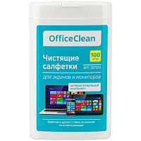 Влажные портативные чистящие салфетки OfficeClean для экранов и мониторов, 100шт. (малая плоская туба) фото Влажные портативные чистящие салфетки OfficeClean для экранов и мониторов, 100шт. (малая плоская туба)