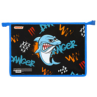 Папка для тетрадей ПИФАГОР А4, 1 отделение, картон/пластик, на молнии, "Angry shark", 272129 фото Папка для тетрадей ПИФАГОР А4, 1 отделение, картон/пластик, на молнии, "Angry shark", 272129