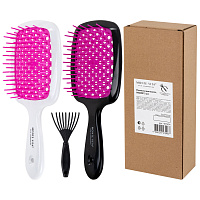 Расческа для волос массажная 20х8,5 см, НАБОР 2 шт+щетка для чистки В ПОДАРОК MONTE VITA (МОНТЕ ВИТА), 457434