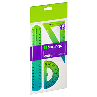Набор чертежный средний Berlingo "Radiance" (треуг. 14см, линейка 20см, транспортир) гибкий, голубой/зеленый градиент фото Набор чертежный средний Berlingo "Radiance" (треуг. 14см, линейка 20см, транспортир) гибкий, голубой/зеленый градиент