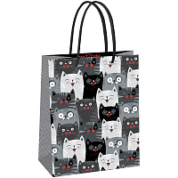 Пакет подарочный 18*23*10см MESHU "Cat pattern", глянцевая ламинация фото Пакет подарочный 18*23*10см MESHU "Cat pattern", глянцевая ламинация