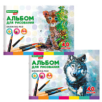 Альбом для рисования, А4, 40 листов, скоба, обложка картон, BRAUBERG KIDS, 200х285 мм, "Зверята" (2 вида), 106683 фото Альбом для рисования, А4, 40 листов, скоба, обложка картон, BRAUBERG KIDS, 200х285 мм, "Зверята" (2 вида), 106683