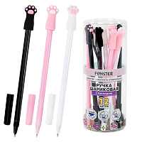 Ручка с топпером шариковая масляная FUNSTER (ФАНСТЕР) "CAT PAWS", СИНЯЯ, корпус ассорти, пишущий узел 0,7 мм, линия письма 0,35 мм, 144369