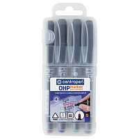 Маркеры перманентные для любой гладкой поверхности, НАБОР 4 шт., 4 ЦВЕТА, CENTROPEN "OHP", 0,3 мм, 2634/4, 626340401