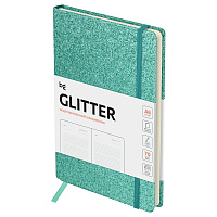 Ежедневник недатированный, А6, 136л., твердый переплет, диз. картон, BG "Glitter. Teal", бирюзовый, на резинке, карман фото Ежедневник недатированный, А6, 136л., твердый переплет, диз. картон, BG "Glitter. Teal", бирюзовый, на резинке, карман