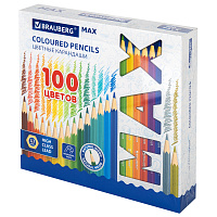 Карандаши цветные супермягкие яркие BRAUBERG MAX, 100 цветов, шестигранные, грифель 3,3 мм, натуральное дерево, 181862 фото Карандаши цветные супермягкие яркие BRAUBERG MAX, 100 цветов, шестигранные, грифель 3,3 мм, натуральное дерево, 181862