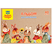 Альбом для рисования 40л., А4, на скрепке Мульти-Пульти "Зайчики", крафт картон фото Альбом для рисования 40л., А4, на скрепке Мульти-Пульти "Зайчики", крафт картон