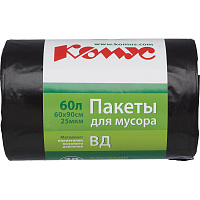 Мешки для мусора Комус 60 л с ручками черные (ПВД 25 мкм, 30 штук в рулоне) фото Мешки для мусора Комус 60 л с ручками черные (ПВД 25 мкм, 30 штук в рулоне)