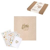 Фотоальбом-анкета детский 23х25 см, 32 листа, стикеры, открытка, конверт, бежевый бархат, BRAUBERG, 391421