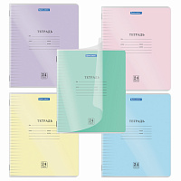 Тетрадь пластиковая обложка (прозрачная) 24 листа, линия, BRAUBERG "Smart Cover", АССОРТИ (микс в спайке), 405037