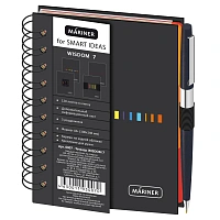 Бизнес-тетрадь Mariner Wisdom 7 А6 120 листов черная в клетку 3 разделителя на спирали (100х140 мм, дизайн 2)