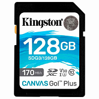 Карта памяти SDXC 128GB KINGSTON Canvas Go Plus, UHS-I U3, 170 Мб/с (class 10), SDG3/128GB фото Карта памяти SDXC 128GB KINGSTON Canvas Go Plus, UHS-I U3, 170 Мб/с (class 10), SDG3/128GB