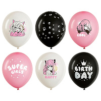 Воздушные шары, 25шт., М12/30см, MESHU "Anime party", пастель, ассорти