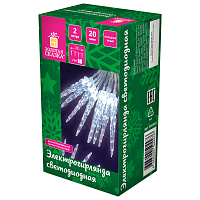 Электрогирлянда-нить комнатная "Сосульки" 2 м, 20 LED, холодный белый, батарейки, ЗОЛОТАЯ СКАЗКА, 592561