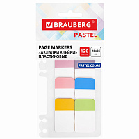 Закладки клейкие пастельные BRAUBERG PASTEL, пластиковые, 45х25 мм, 6 цветов х 20 листов, 115580 фото Закладки клейкие пастельные BRAUBERG PASTEL, пластиковые, 45х25 мм, 6 цветов х 20 листов, 115580