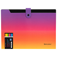 Папка-органайзер на кнопке 5 отделений, BRAUBERG GRADE, A4, желто-розовый градиент, 274093