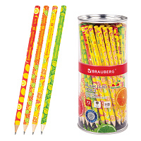 Карандаш чернографитный BRAUBERG "FRESH ZONE", 1 шт., HB, корпус ассорти, 181759
