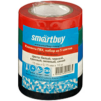 Изолента Smartbuy, 15мм*10м, 150мкм, набор из 5 цветов фото Изолента Smartbuy, 15мм*10м, 150мкм, набор из 5 цветов
