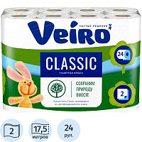 Бумага туалетная Veiro Classic 2-слойная белая (24 рулона в упаковке) фото Бумага туалетная Veiro Classic 2-слойная белая (24 рулона в упаковке)