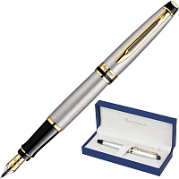 Ручка перьевая Waterman Expert цвет чернил синий цвет корпуса серебристый с позолотой (артикул производителя S0951940) фото Ручка перьевая Waterman Expert цвет чернил синий цвет корпуса серебристый с позолотой (артикул производителя S0951940)