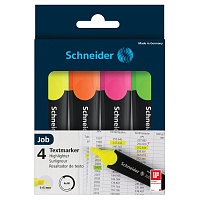 Набор текстовыделителей SCHNEIDER 4 шт., АССОРТИ, "Job", линия 1-5 мм, 1500 фото Набор текстовыделителей SCHNEIDER 4 шт., АССОРТИ, "Job", линия 1-5 мм, 1500