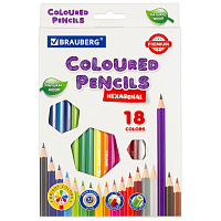 Карандаши цветные BRAUBERG PREMIUM, 18 цветов, шестигранные, грифель 3,3 мм, натуральное дерево, 181657 фото Карандаши цветные BRAUBERG PREMIUM, 18 цветов, шестигранные, грифель 3,3 мм, натуральное дерево, 181657