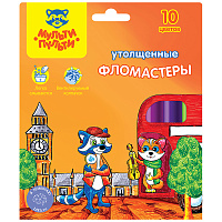 Фломастеры Мульти-Пульти "Енот в Англии", 10цв., утолщенные, смываемые, картон, европодвес фото Фломастеры Мульти-Пульти "Енот в Англии", 10цв., утолщенные, смываемые, картон, европодвес