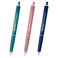 Ручка шариковая автоматическая BRAUBERG "OIL-BASE VINTAGE", корпус ассорти, СИНЯЯ, пишущий узел 0,5 мм, линия письма 0,3 мм, 144500