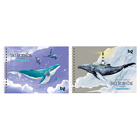 Скетчбук 60л., А5 BG "Киты", на гребне, матовая ламинация, выборочный лак, 120г/м2 фото Скетчбук 60л., А5 BG "Киты", на гребне, матовая ламинация, выборочный лак, 120г/м2