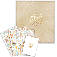 Фотоальбом-анкета детский 23х25 см, 32 листа, стикеры, открытка, конверт, бежевый бархат, BRAUBERG, 391421