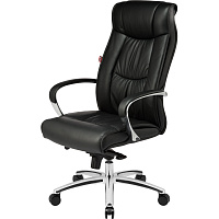 Кресло для руководителя Easy Chair 534 TL черное (натуральная кожа с компаньоном, металл) фото Кресло для руководителя Easy Chair 534 TL черное (натуральная кожа с компаньоном, металл)