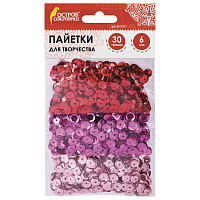 Пайетки для творчества "Классика", оттенки красного, 6 мм, 30 грамм, ОСТРОВ СОКРОВИЩ, 661274