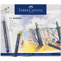 Карандаши цветные Faber-Castell Goldfaber 24 цвета в металлической упаковке фото Карандаши цветные Faber-Castell Goldfaber 24 цвета в металлической упаковке