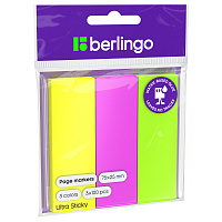 Флажки-закладки Berlingo "Ultra Sticky", 25*75мм, 100л*3 неоновых цвета, европодвес фото Флажки-закладки Berlingo "Ultra Sticky", 25*75мм, 100л*3 неоновых цвета, европодвес