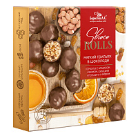Конфеты-грильяж в шоколаде "Shoco Rolls" с арахисом, изюмом, цукатами, апельсином и медом, 135 г, БЕРЕСТОВ А.С., УТ-00031671 фото Конфеты-грильяж в шоколаде "Shoco Rolls" с арахисом, изюмом, цукатами, апельсином и медом, 135 г, БЕРЕСТОВ А.С., УТ-00031671