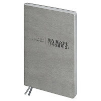 Ежедневник недатированный, А6+, 136л., мягкий переплет, кожзам, BG "Waltz. Silver metallic", цветной срез фото Ежедневник недатированный, А6+, 136л., мягкий переплет, кожзам, BG "Waltz. Silver metallic", цветной срез
