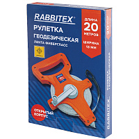 Рулетка геодезическая 20 м х 13 мм, лента фибергласс, открытый корпус, RABBITEX, 671366 фото Рулетка геодезическая 20 м х 13 мм, лента фибергласс, открытый корпус, RABBITEX, 671366