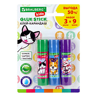 Клей-карандаш "Anime" 9 г, ВЫГОДНАЯ УПАКОВКА, BRAUBERG KIDS, 3 штуки на блистере, 272471 фото Клей-карандаш "Anime" 9 г, ВЫГОДНАЯ УПАКОВКА, BRAUBERG KIDS, 3 штуки на блистере, 272471