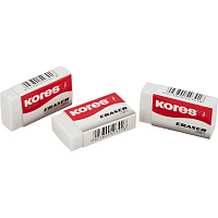 Ластик Kores ПВХ прямоугольный 40x21x10 мм (3 штуки в упаковке) фото Ластик Kores ПВХ прямоугольный 40x21x10 мм (3 штуки в упаковке)