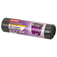 Мешки для мусора на 30 л Paclan Standart черные (ПНД, 7.3 мкм, в рулоне 20 шт, 50х60 см) фото Мешки для мусора на 30 л Paclan Standart черные (ПНД, 7.3 мкм, в рулоне 20 шт, 50х60 см)
