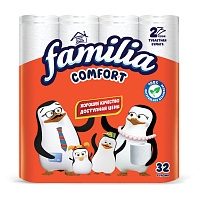 Бумага туалетная бытовая, спайка 32 шт., 2-слойная (32х14,8 м), FAMILIA COMFORT, белая, 5085067 фото Бумага туалетная бытовая, спайка 32 шт., 2-слойная (32х14,8 м), FAMILIA COMFORT, белая, 5085067