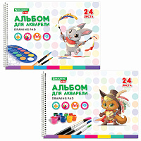 Альбом для акварели А4 24 л., бумага 180 г/м2, гребень, обложка картон, BRAUBERG KIDS, "Pets" (2 вида), 106712 фото Альбом для акварели А4 24 л., бумага 180 г/м2, гребень, обложка картон, BRAUBERG KIDS, "Pets" (2 вида), 106712
