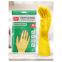 Перчатки резиновые хозяйственные OfficeClean Универсальные, разм. М, желтые, пакет с европодвесом фото Перчатки резиновые хозяйственные OfficeClean Универсальные, разм. М, желтые, пакет с европодвесом