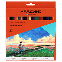 Карандаши цветные Красин "Приключения", 24цв., шестигран., заточен., картон, европодвес фото Карандаши цветные Красин "Приключения", 24цв., шестигран., заточен., картон, европодвес