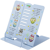 Подставка для книг и учебников большая BRAUBERG KIDS "Cute Owl" с единицами измерения, регулируемый угол наклона, металлическая, 238962